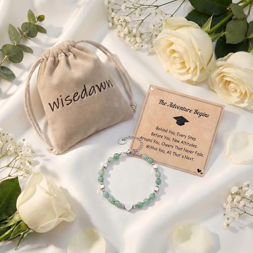 Image of Graduation & Back to School Gifts for Girls, Natural Stone Beaded Bracelet with Inspirational Quote Card, Jewelry for Daughter Granddaughter Niece Student