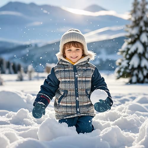 Image of Urban Virgin Toddler Waterproof Snow Glove Infant Baby Winter Mittens Cuffed Warm Fleeced Kids Snow Gloves Grey&Darkgrey M(3T-5T)