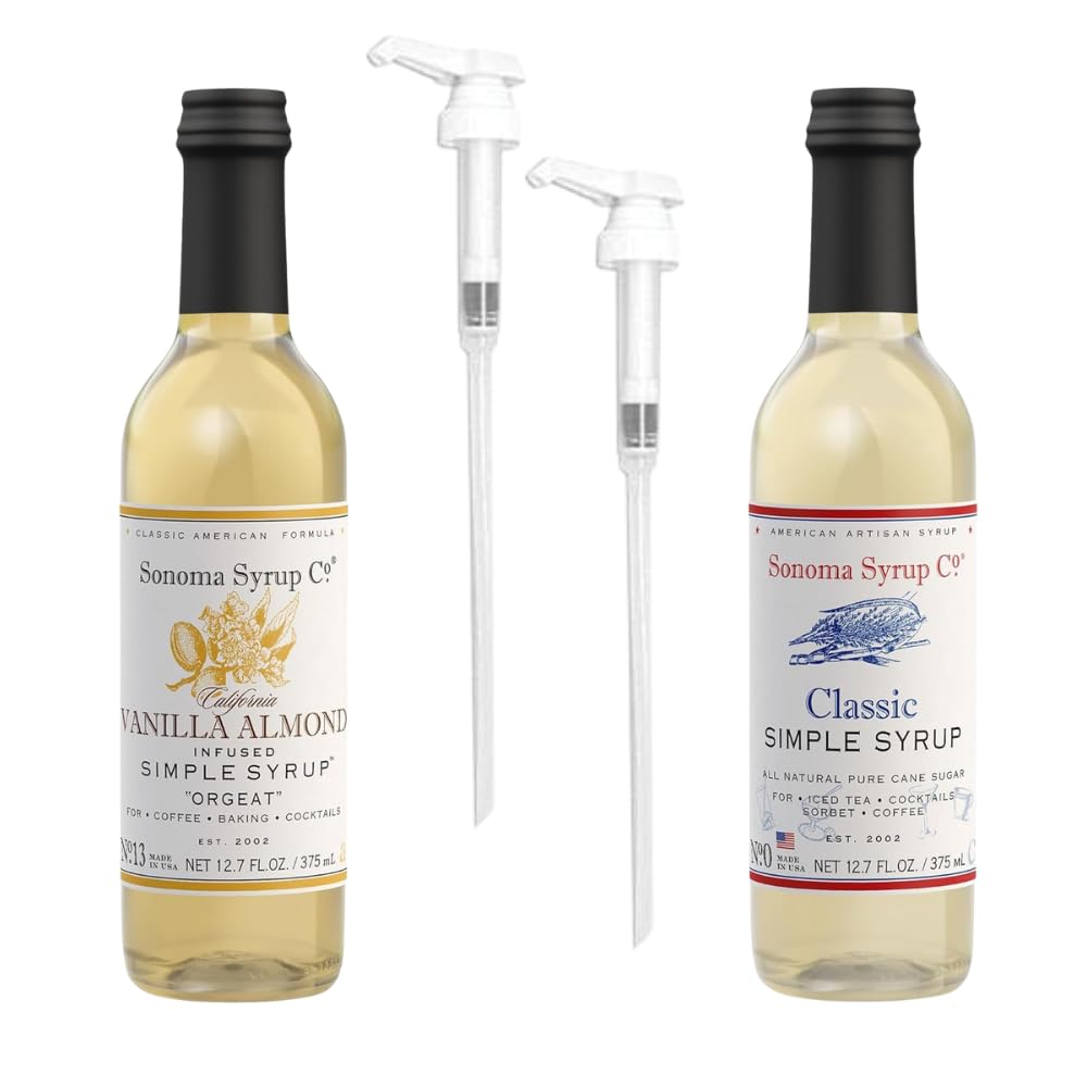 Sonoma Syrup CoCocktail & Coffee Syrup Set – Vanilla Almond, Classic, and Pump Set – 12.7 oz Bottles for Cocktails, Coffee, and Cooking