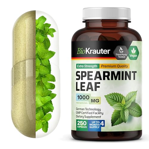 BIO KRAUTER Spearmint Capsules 1000 mg - 250 Count - Vegan Spearm...