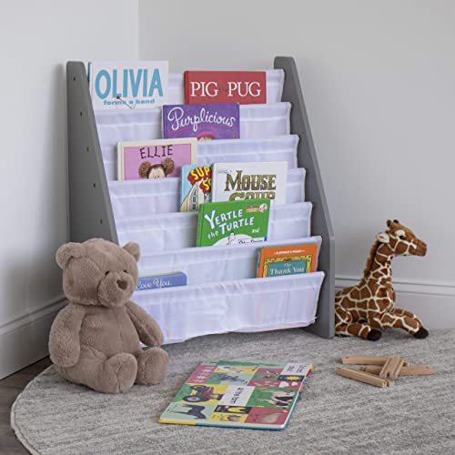 Humble Crew Kids Super Sized Bookshelf 6 Tier Book Rack Organizer, Grey/White #TOP1
