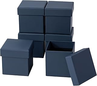 Dasofine Cajas de regalo azules con tapas, 6 cajas de regalo pequeñas, 3 x 3 x 3 pulgadas, caja de regalo resistente anida...
