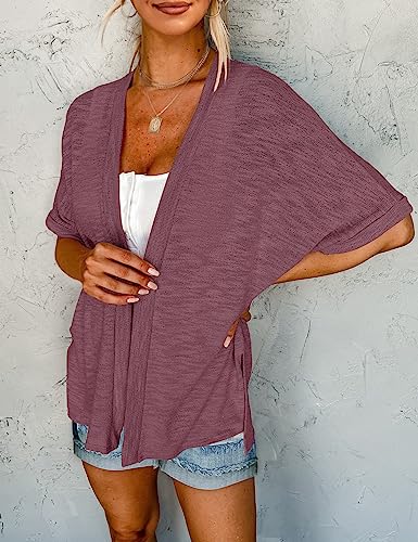 Image of MEROKEETY Women's 2026 Summer Lightweight Kimono Cardigan Short Sleeve Open Front Casual Loose Trendy Beach Cover Ups