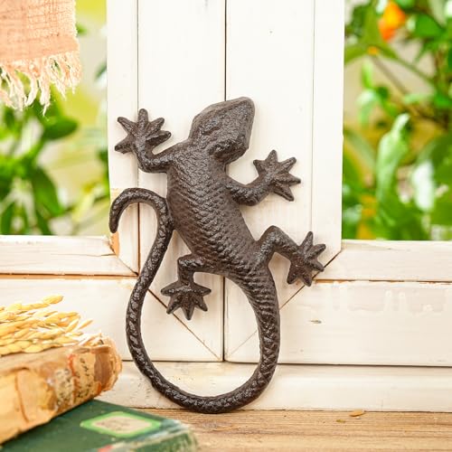 Estatua de lagarto de hierro fundido vintage miniatura 2