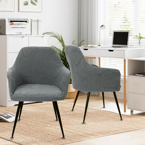 Betylifoy Stuhlhussen 2er Set Stuhlhussen mit Armlehne Stretch Stuhlbezug Abnehmbare Waschbar Stuhl Bezug Stuhlbezüge für Esszimmer Restaurant Bürostuhl (2, Dunkelgrau, Universal)