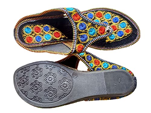 Image of Ethnic Embroidery Slip On Wedges for Women & Girls