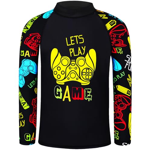 TFJH E Kids Boys UPF 50+ UV Swimwear Sun Protective Long Sleeve Two Piece Swimsuit2