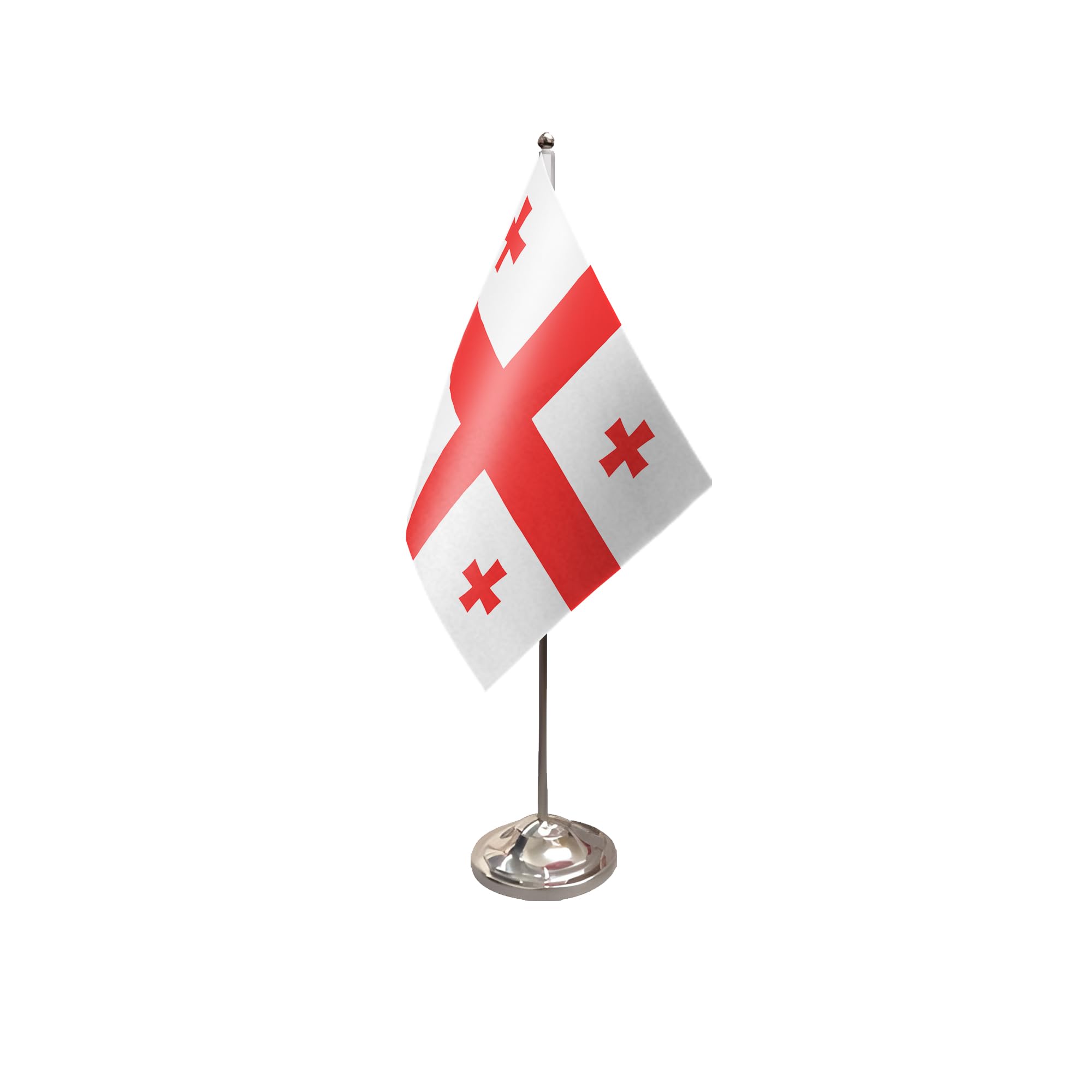 Flagtex Georgia Republic New Satin Table Flag With Chrome Pole & Base โ image 1