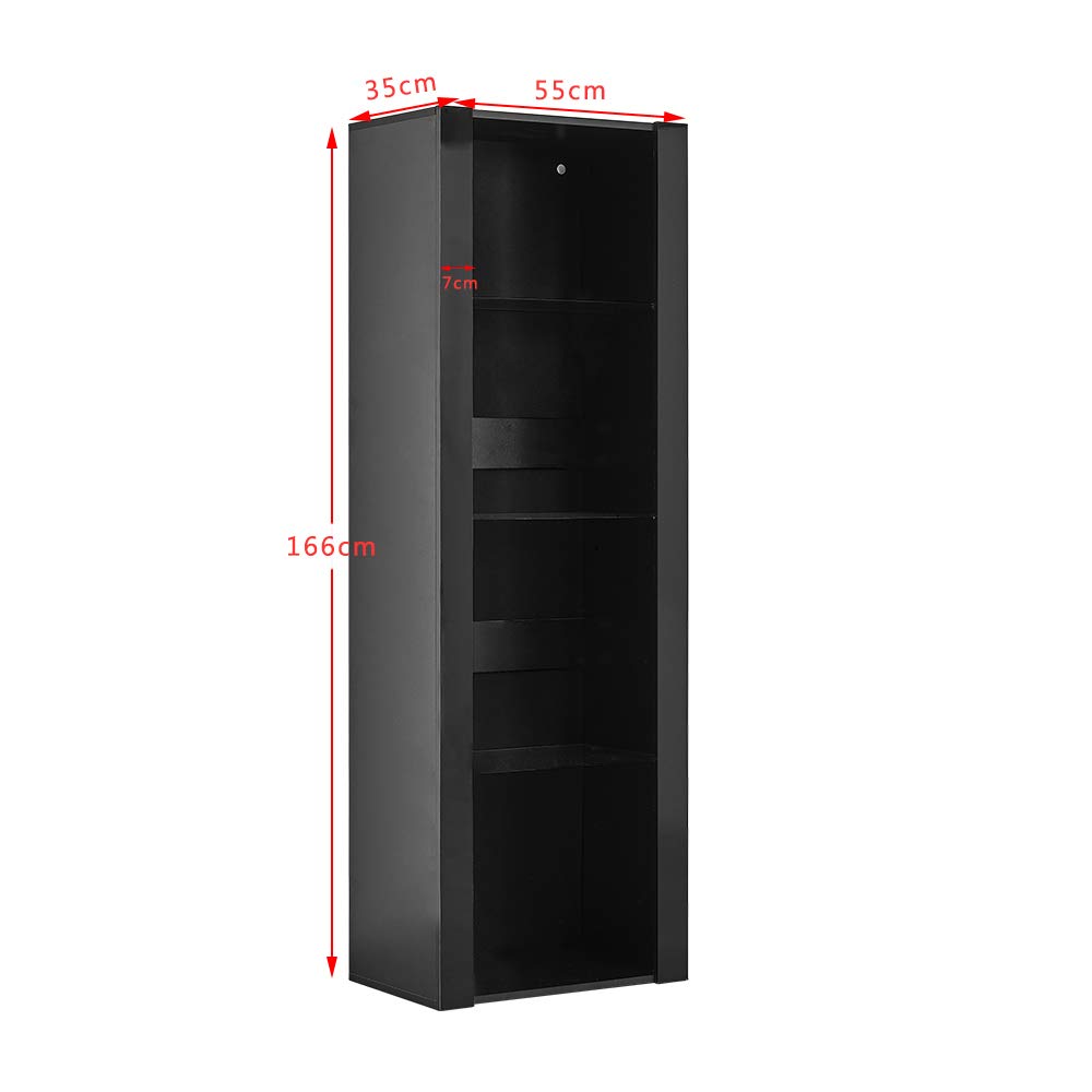 Panana Vitrine Lumières LED Meuble de Rangement avec Etagères sur Salon, Bureau, 55 x 35 x 166 cm (Noir)