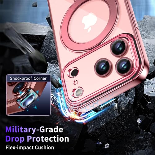 Image of Magnetic for iPhone 17 Pro Max Case with Invisible Stand[Compatible with MagSafe][Full Camera Lens Protector][Military Drop Protection] Shockproof Not Yellowing Clear Slim Soft for Women Men
