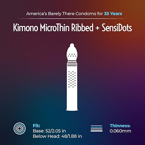 Miniatura 3 de Kimono MicroThin - Paquete de 12 preservativos lubricados texturizados, ajuste cómodo, látex natural, apto para veganos, sin olor a látex,