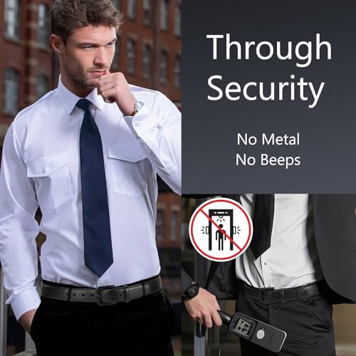 VONMELLI Men's Metal Free Leather Belt TSA Approved Non Metal Belt for Men Jeans with Hypoallergenic Buckle3