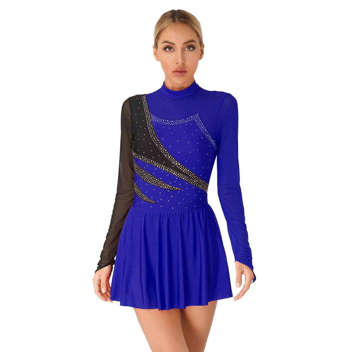 Vestido de malla transparente para mujer, para patinaje artístico, ballet, danza y ballet