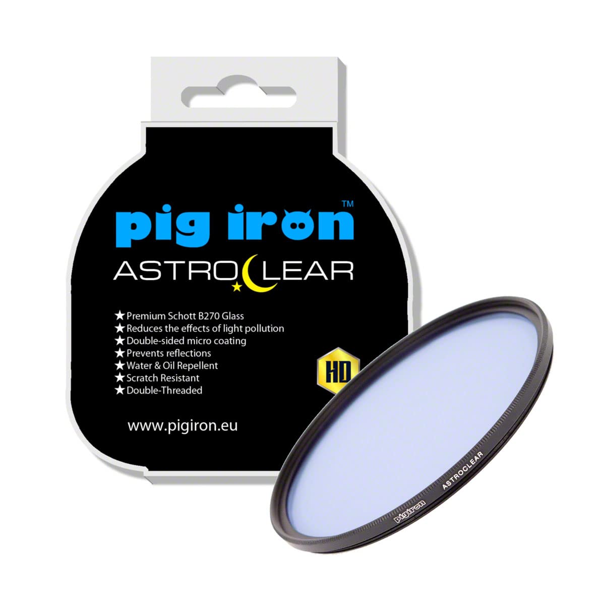 Pig Iron AstroClear Filter. Anti-Pollution Night Sky Star Filter for Natural Light Astrophotography. Premium Schott Glass Optic. (58mm)