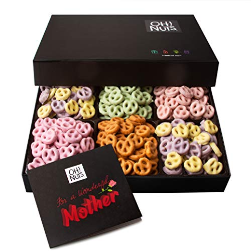 Oh! Nuts Chocolate Covered Pretzels Mothers Day Gift Baskets | 6 Variety Fruit