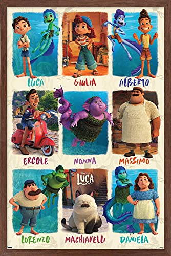 Trends International Disney Pixar Luca - Grid Wall Poster, 34L x 22.4W, Mahogany Framed Version