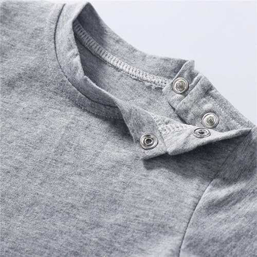 Camiseta de verano para bebé, cuello redondo, manga corta, color sólido, con botones, para recién nacido, camisetas básicas para niños y niñas, ropa casual, blanco, 3-6 meses