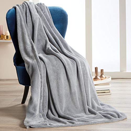 CelinaTex Flauschige Kuscheldecke XXL 200 x 220 cm Silber Decke Sofa Couch warm Wohndecke weich Mikrofaser Fleece Oeko-TEX Quebec