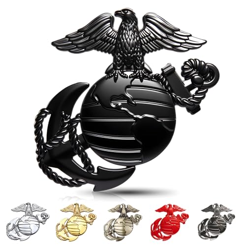 U.S. Marine Corps Metal Cars Emblem for 250th Anniversary, 3D Eagle Globe Anchor Insignia Decals, Universal Fit at 3.3