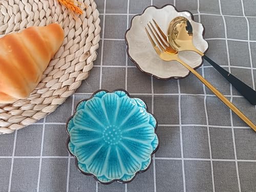 Image of Ceramic Spoon Rest for Stove Top, Flower Cute Spoon Rest for Kitchen Counter, Cooking Spoon Holder for Kitchen Counter, Utensil Rest Spatula Rest Ladle Holder Tong Rest, 1 PC (Cracks Deco, Lake Blue)