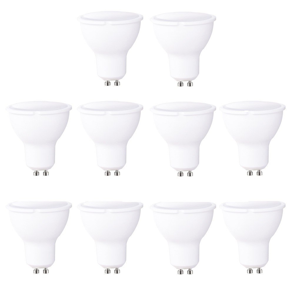 Pack 10 x Bombilla LED GU10 8W (equivalente a 50W) Luz neutra (4000K) no dimmable. GU10. 702 Lm. 25000 horas de vida. Encendido ultrarrapido (encendido al 100% en 0,5 sg).