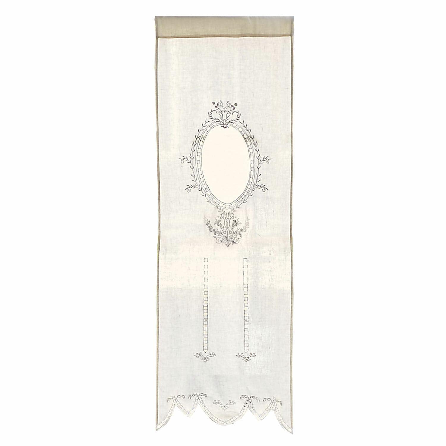 Loberon Gardine Loiret, Creme | romantisch verspielter Look - mit verlaufendem Hohlsaum - mit wertvoller Medaillon-Stickerei - Vorhang - Fernsterdekoration