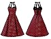 Vintage Cocktail Dress 50s Dresses for Women Retro Halter Rockabilly Homecoming Dress 1950s Pinup Homecoming Dress Black Red Dot M