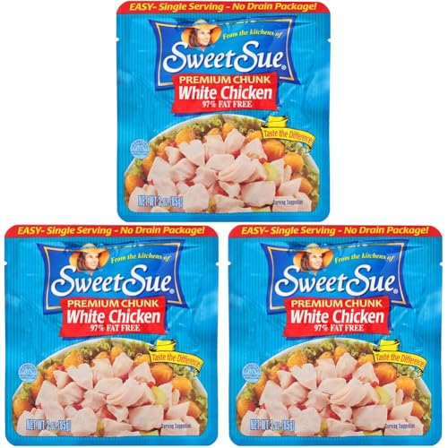 Sweet Sue Premium Chicken Breast, 3 Ounce - 20g Protein per Serving, 97% Fat Free - Gluten Free, Keto Friendly (Pack of 3)