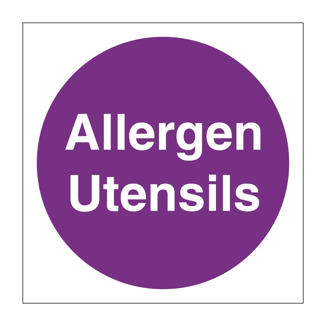 Allergen Utensils - health and safety sign - Size 100mm x 100mm - Self adhesive vinyl sticker (10)