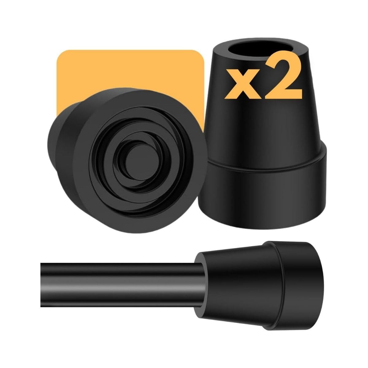 OrtoPrime PACK x2 Klosze kulowe ANTYPOŚLIZGOWE Tyły Kul Rury 18 mm 19 mm i 20 mm - Katyczki do kijków - Końcówki dla Kul i Kul - Gumowe Katyczki i Kule 2 SZTUK