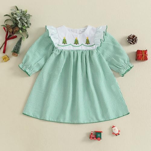 Toddler Baby Girl Christmas Outfit Clothes Santa Claus/Gingerbread Embroidery Dress Cute Infant Long Sleeve Dresses2