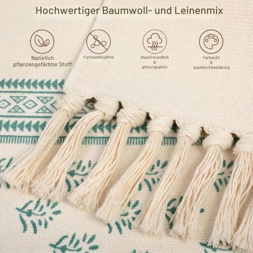 Boho Teppich klein 58 x 88 cm, Baumwolle Teppich Waschbar mit Quasten, Schmaler kleiner Baumwollteppich für Wohnzimmer Schlafzimmer Flur… – Ansicht 2