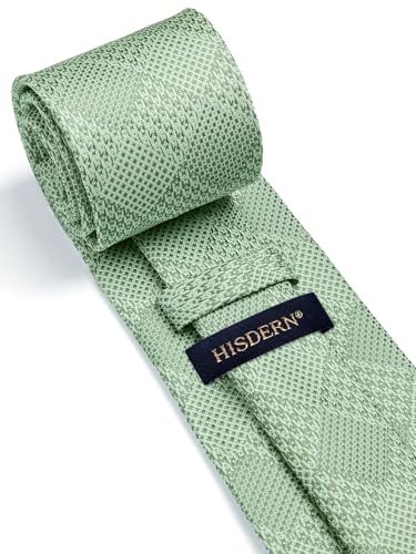 Image of HISDERN Mens Tie Set Classic Woven Ties and Pocket Square Cufflinks Set Formal Business Wedding Neckties Handkerchief