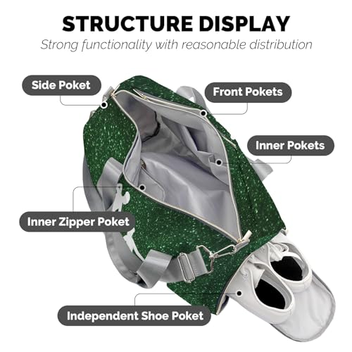 Personalized Name Sports Duffel Bags Gymnastics Green Bling Print Gymnastics Travel Perform Training Casual Bag for Boys Girls 5