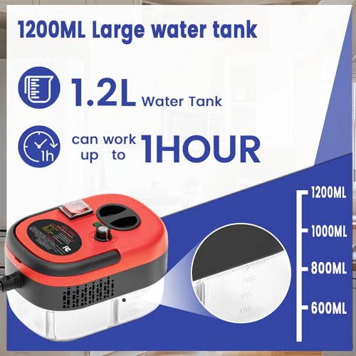 Image of Steam Cleaner, Portable Pressurized Steamer for Cleaning with 14pcs Accessories, 6-Level Adjustable and 15s Heat-Up, Handheld Steam Cleaner for Home, Tile, Dirt, Grout, Grease, Car Detailing(Red)