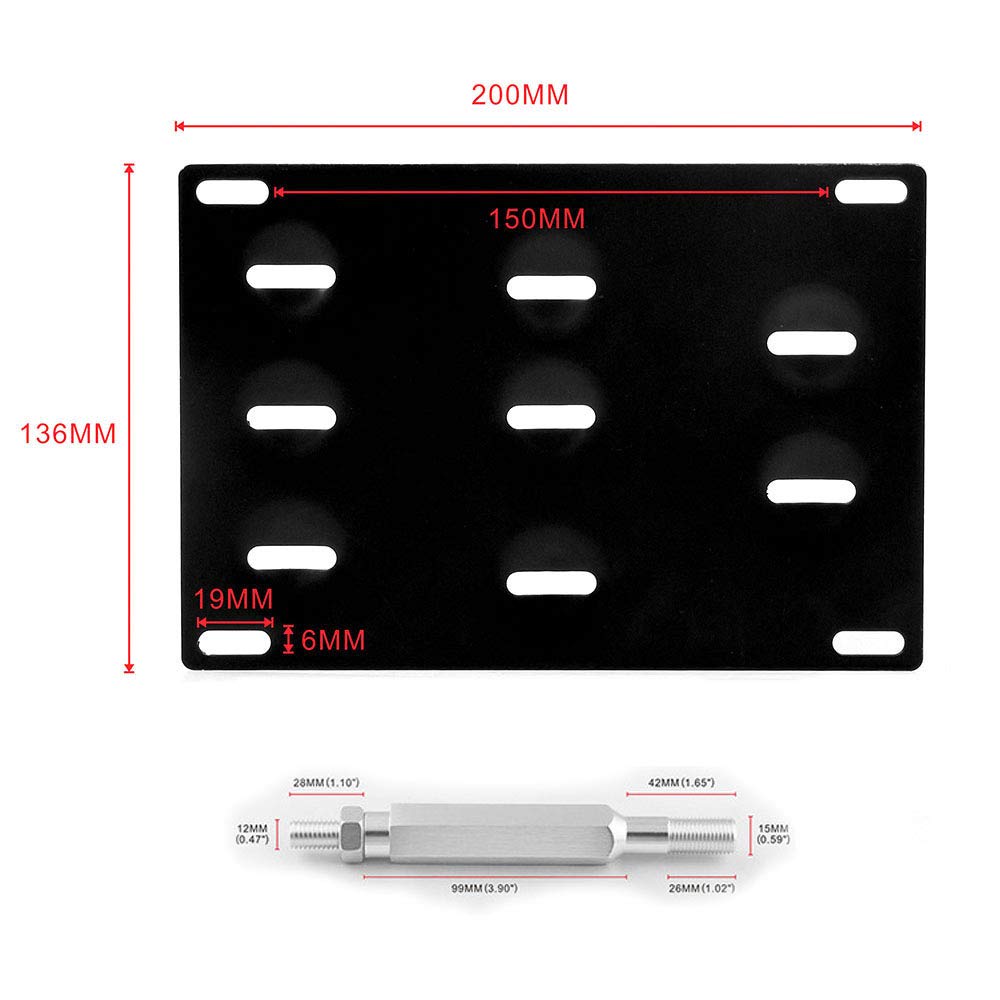 JDM Style Front Bumper Tow Hook License Plate Mounting Bracket Holder