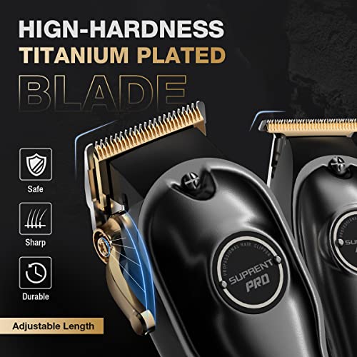 SUPRENT® Professional Hair Clippers for Men, Hair Cutting Kit & Zero Gap T-Blade Trimmer Combo, Cordless Barber Clipper Set with LED Display Mens Gifts(Black) - Image 4