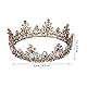 Minkissy große barocke Krone, bunte Strass Kristall Runde Krone Vintage Bronze Legierung Tiara für Hochzeitsfeier Cosplay Geburtstag