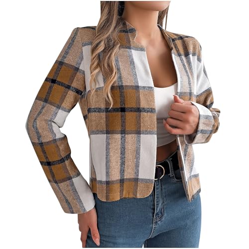Plaid Hooded Shacket for Women Winter Fall Long Sleeve Jackets Shacket Coat Women 2025 Trendy