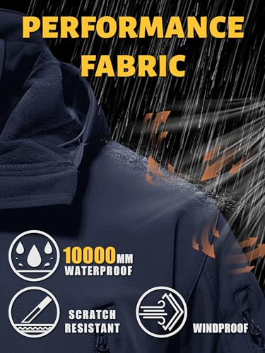 Image of TACVASEN Men's Special Ops Military Tactical Soft Shell Jacket Coat | Waterproof,windproof | Multi-pockets,adjustable hood | Ideal for rain,hiking,snow,ski