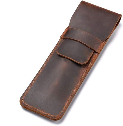 Daimay Funda de cuero para bolígrafos Funda protectora de pluma de cuero Funda protectora de pluma de cuero de caballo loco - Marrón