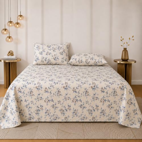Image of RRC Floral Printed Bedsheet for Double Bed with Pillow Cover, 90 x 100 Inches Double Bed Sheet, Elegant Bedroom Bedding, Comfortable Home Bedsheet, Pillow Cover Size 17 x 27 Inches