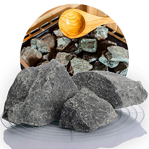 Schicker Mineral Deutsche Saunasteine 20 kg, hochwertige Diabas Aufgusssteine, handverlesen, hohe Widerstandsfähigkeit und Wärmespeicherfähigkeit, für alle Arten von Saunaöfen (Ø 5-11 cm)