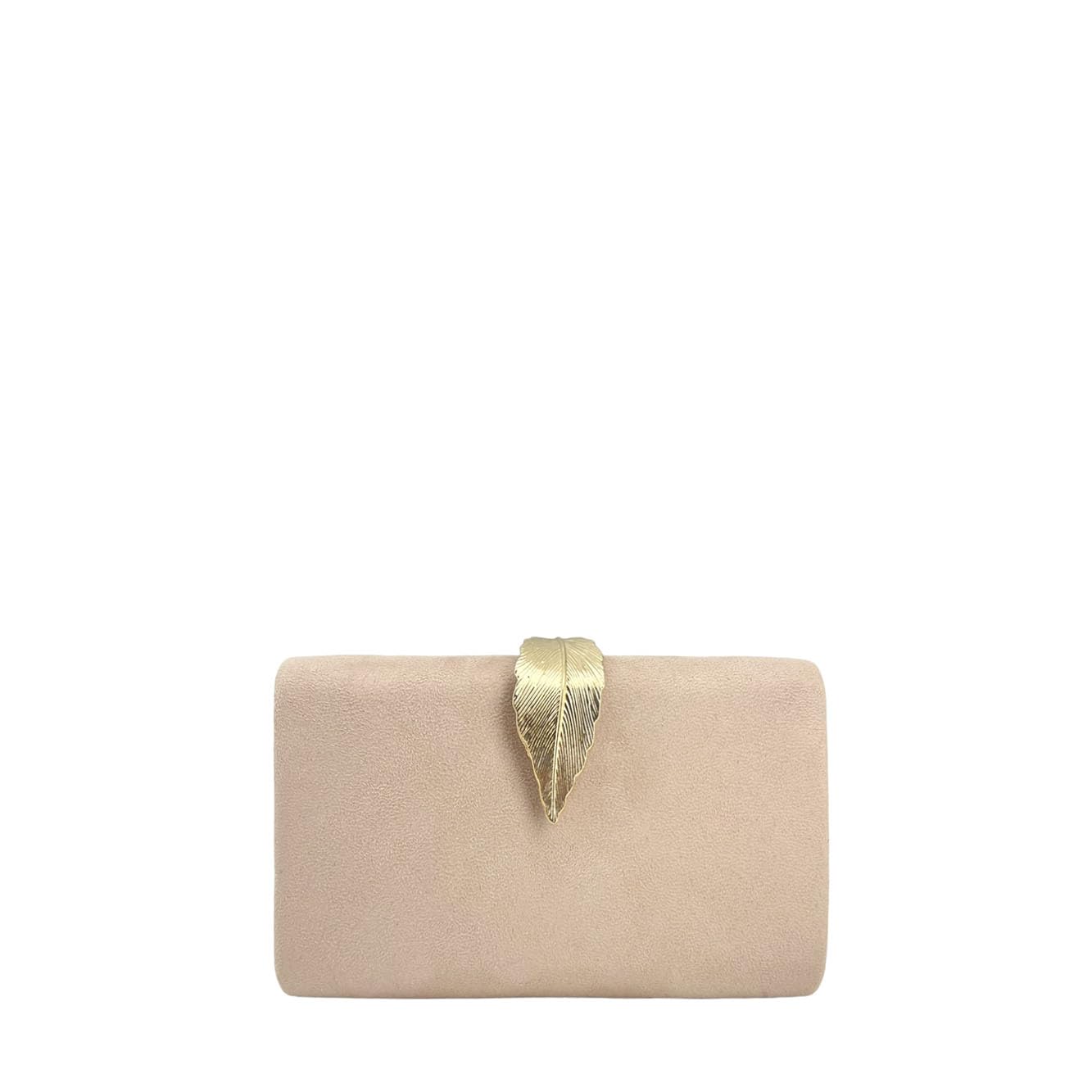 MODELISA Bolso Clutch Cartera De Mano Hoja Cadena Hombro Fiesta Noche Boda Evento Novia Mujer (Beige)