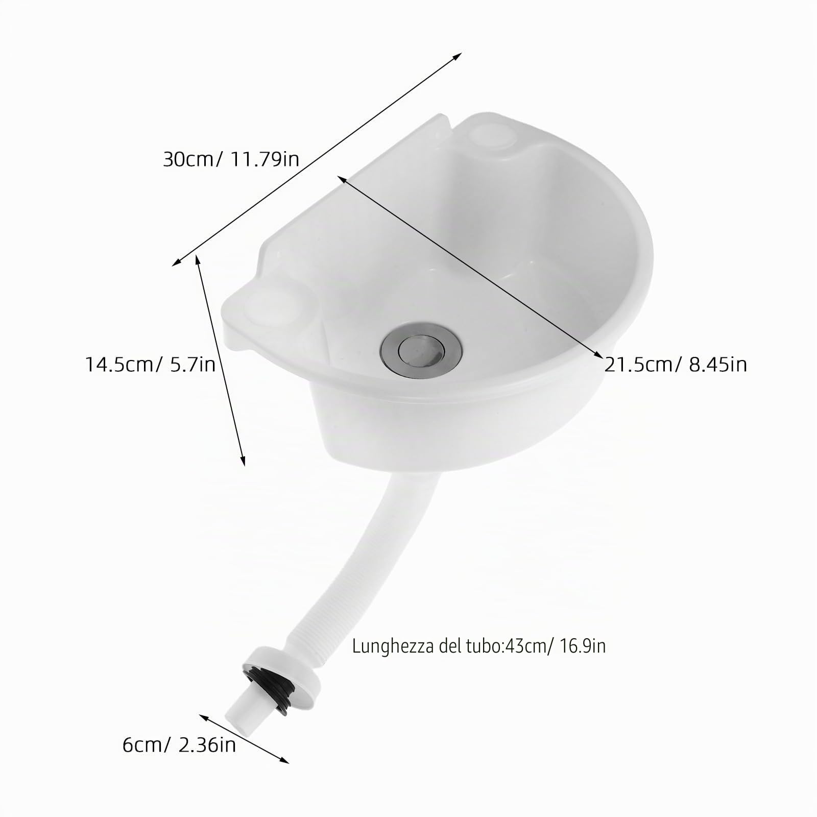 Mini Lavandino da Bagno in Plastica Bianco, Installazione senza Fori