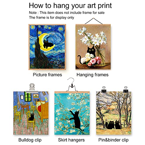 Roslynity Funny Black Cat Wall Art Prints Set Of 6 Canvas Artwork Cat Lover Posters Gift Cute Room Aesthetic Vintage Matisse Van Gogh Fantin For Living Room Bathroom Bedroom Decor (8"X10" Unframed) #TOP2