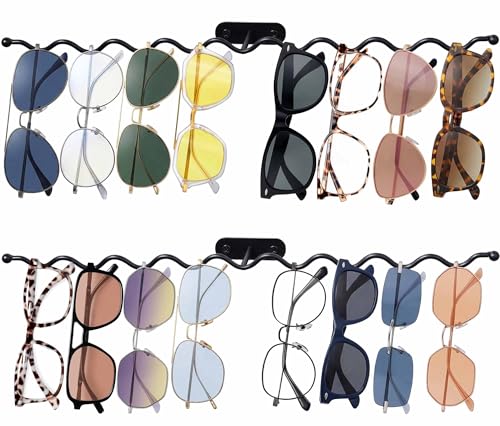 AQAREA Wall Mounted Sunglasses Organizer: 12 Inch Industrial Metal Glasses Holder Stand with Large Capacity Fits Entrance Hall/Bedroom Top Choice for Fashion Enthusiasts & Collectors - 2Pack.