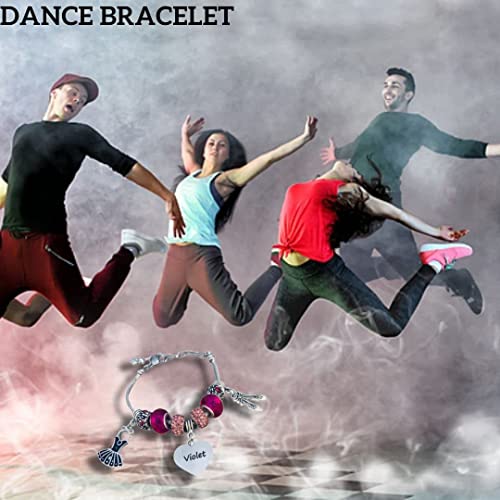 Girls Personalized Silver Plated Adjustable Dance Bracelet With Name Engraved Charm | Pink Pandora Jewelry For Dancers And Dance Teams #TOP3