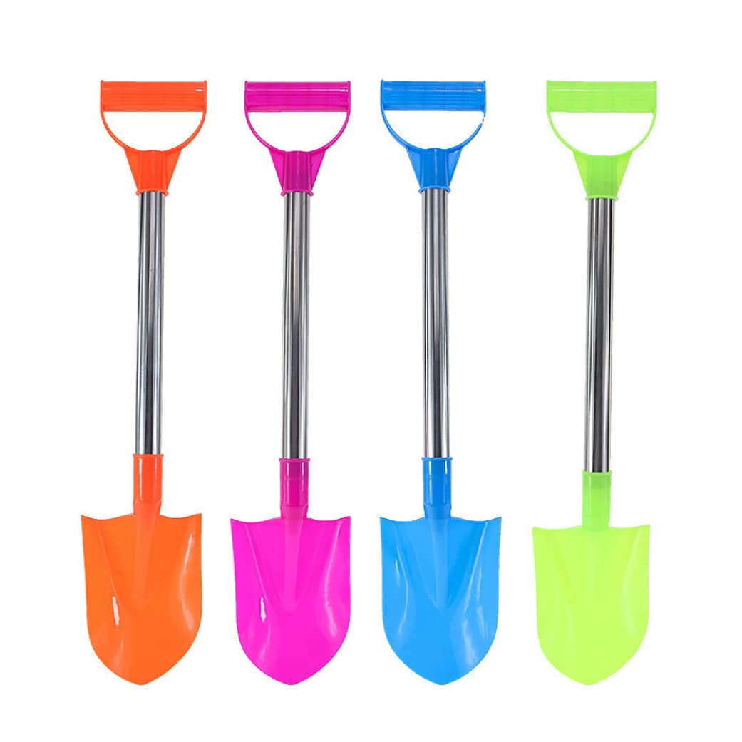 Set Pala da Neve per Bambini 4 Pezzi, Vanghe da scavo in plastica con Manici in Acciaio Inossidabile, Colori Casuali