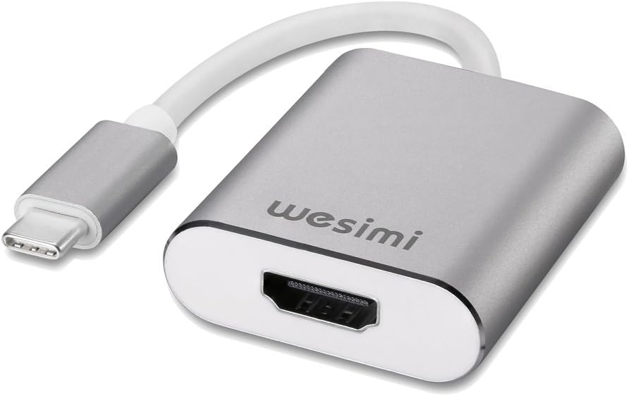 USB C to HDMI Adapter, wesimi USB 3.1 Type C (USB-C) to HDMI Adapter with Aluminum Case for 2017 MacBook pro/Samsung Galaxy S8 Silver
